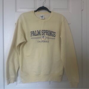 Palm Springs California Sweatshirt Small Yellow Graphic Crewneck Pullover Casual